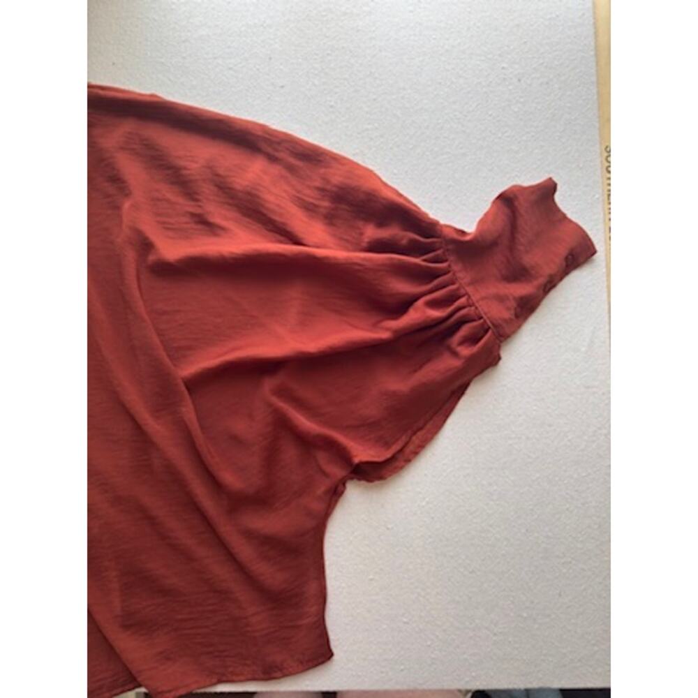 A MTL 1980 rust satin bat wing blouse 2x
